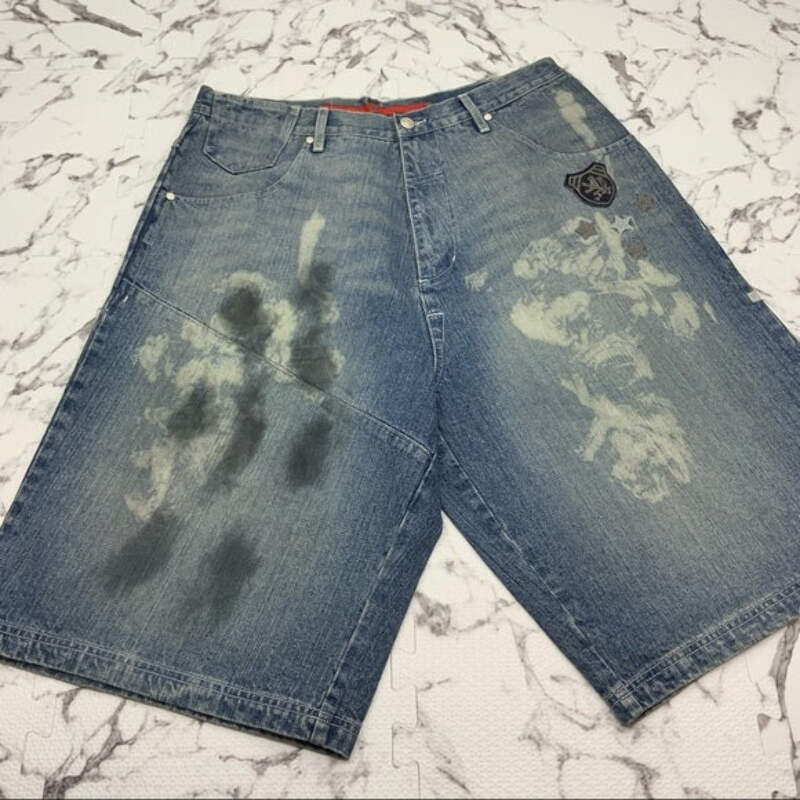 vokal nelly着用デニム ショーツ Men's Vokal by Nelly Mid Blue Dirty Denim Shorts NWT | eBay