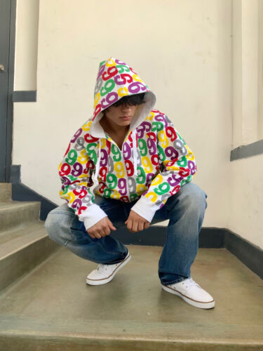 Men's Gino Green Global White | Multicolor All Over Fleece Hoodie