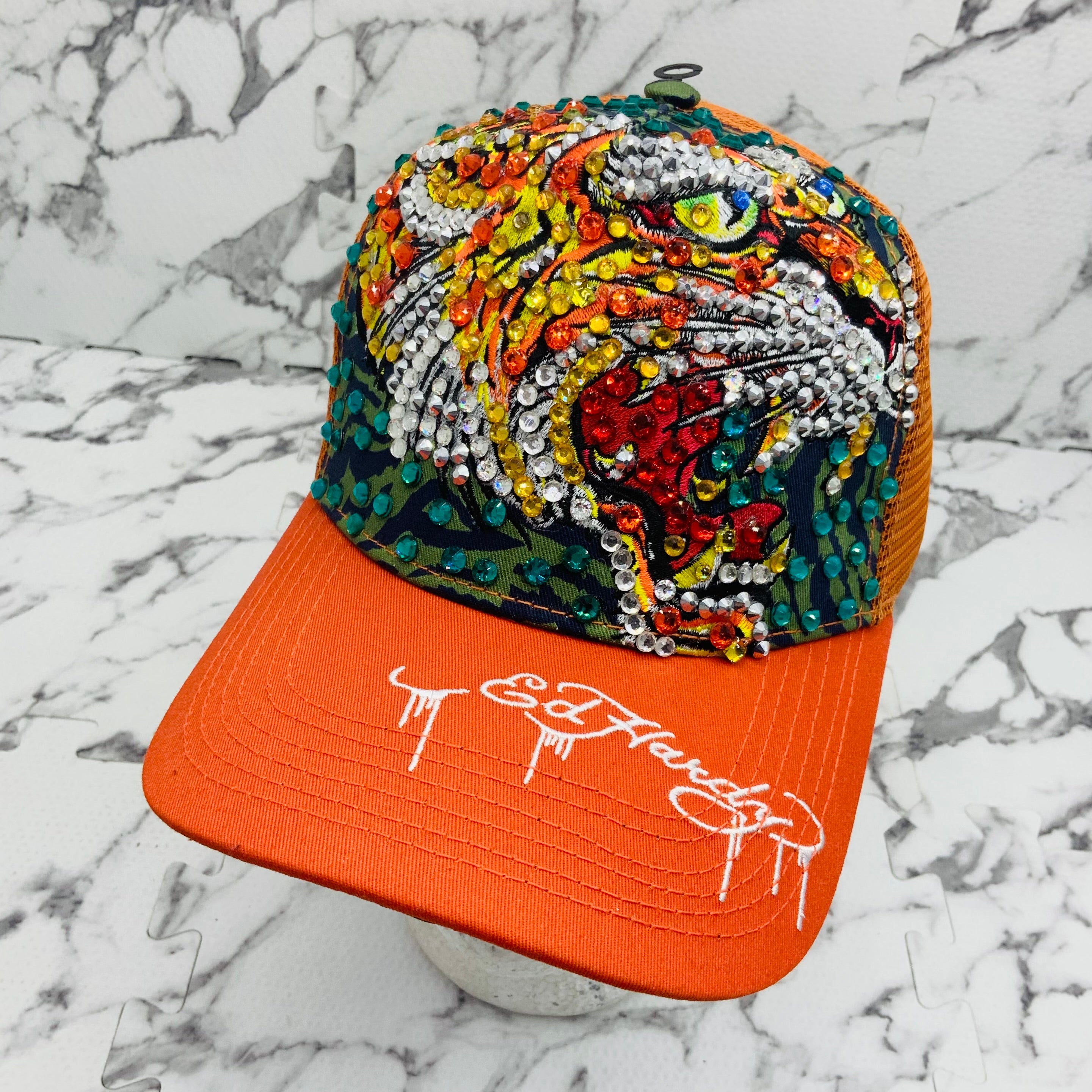 Ed Hardy 虎とハート刺繍トラッカーハット Sacred Heart Trucker Hat