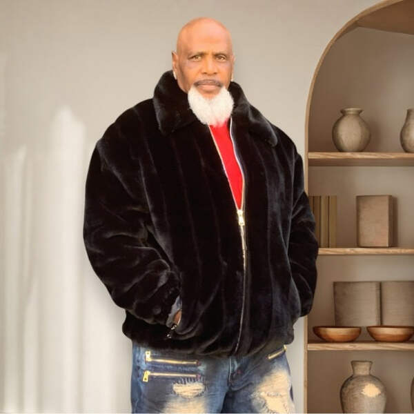 Men's Davoucci Black Faux Fur | Genuine Leather Patch Fashion