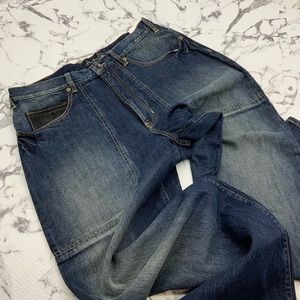 Men's Sean John Dirty Dark Blue | Black Suede Pocket Denim