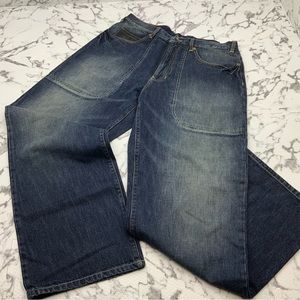 Men's Sean John Dirty Dark Blue | Black Suede Pocket Denim