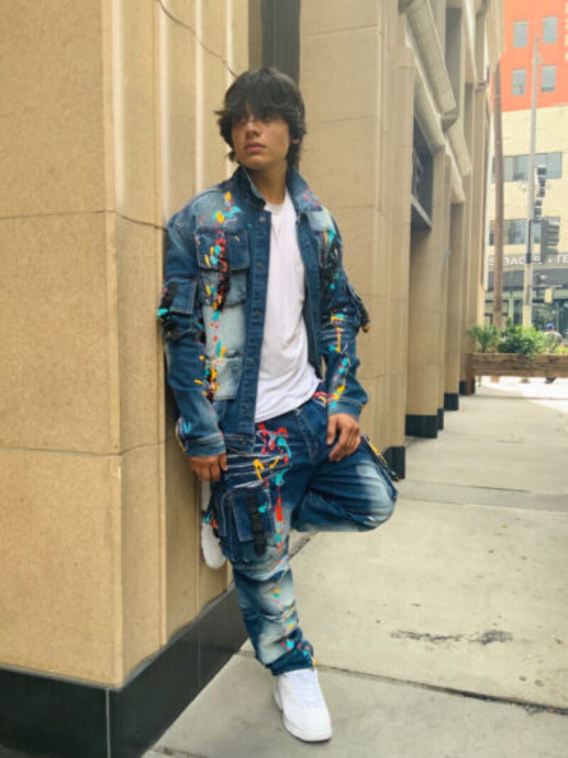 Men's Mid Blue Pocked Hand-Painted Denim Jacket or Pants | eBay