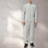 Men's Fila Solid Heather Grey Velour Casual Outfit Set Tracksuits
