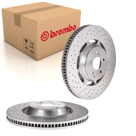 Y.K AMG Front Drilled Grooved Brake Discs x2 390mm Fits Mercedes