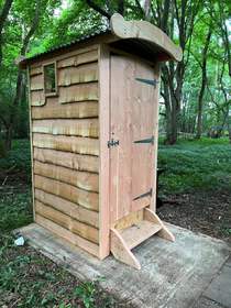 Wooden Compost Toilet, Solid Wood Flatpack Dry Composting Toilet, Wheelie Bin image 3
