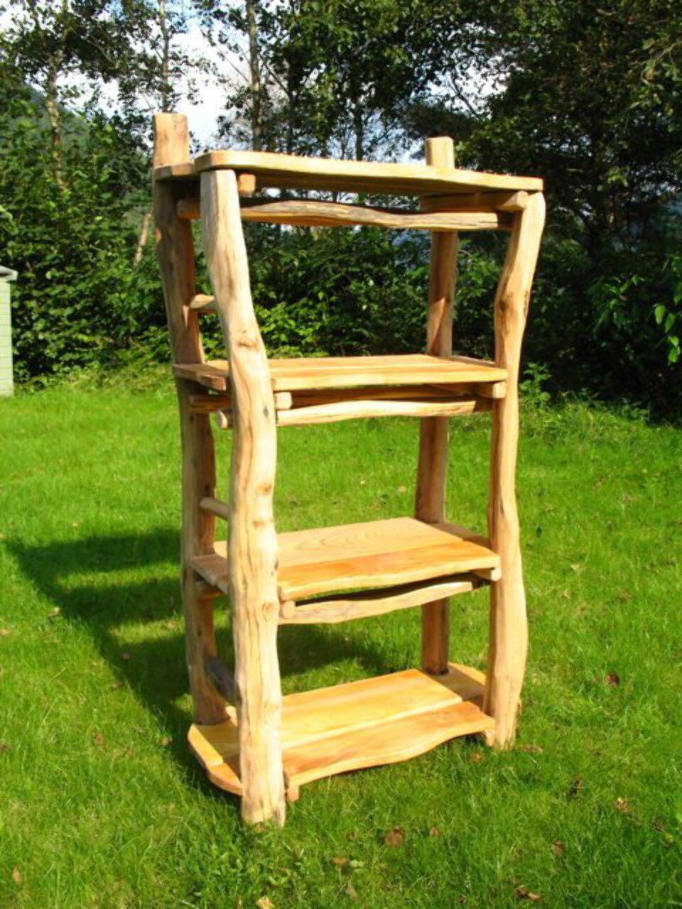 Rustic Handmade Wooden Shelf – 3-Tier Natural Driftwood Design, Unique Furniture