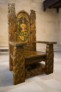 Hand-Carved Medieval Knight Throne Chair - image 3