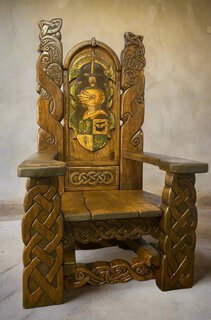 Hand-Carved Medieval Knight Throne Chair - image 5