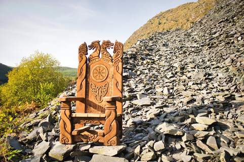 Handcrafted Viking Chair with Celtic Knotwork and Welsh Dragon Eisteddfod - image 3