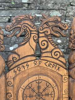 Handcrafted Viking Chair with Celtic Knotwork and Welsh Dragon Eisteddfod - image 10