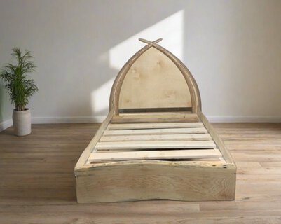 Handcrafted Gothic-Style Bed Frame – Custom Wooden Bed with Arched Headboard Des - image 3