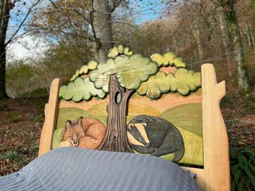 Children's Woodland Bed. Hand-carved wooden bed frame, double, king, single size image 3