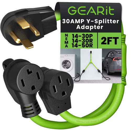30 Amp NEMA 14-30P to 14-30R and 14-50R Splitter Power Cord Adapter STW 10AWG 4C