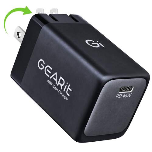 GEARit 45W USB C Charger Foldable Adapter Fast Charging for Galaxy S24/iPhone