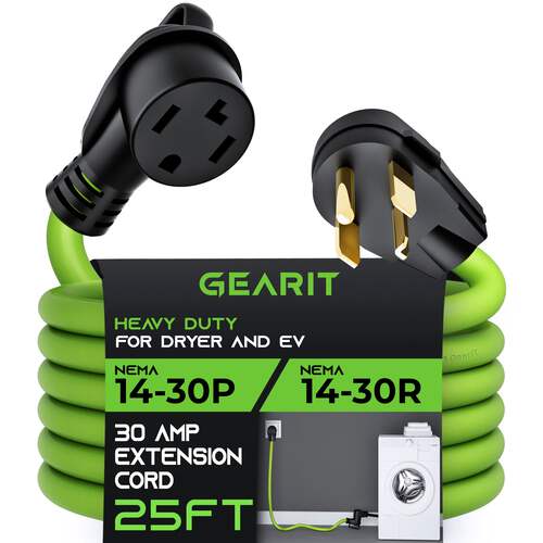 GEARit Dryer/EV Extension Cord 25ft 30A NEMA 14-30P to 14-30R 10/4 STW - UG