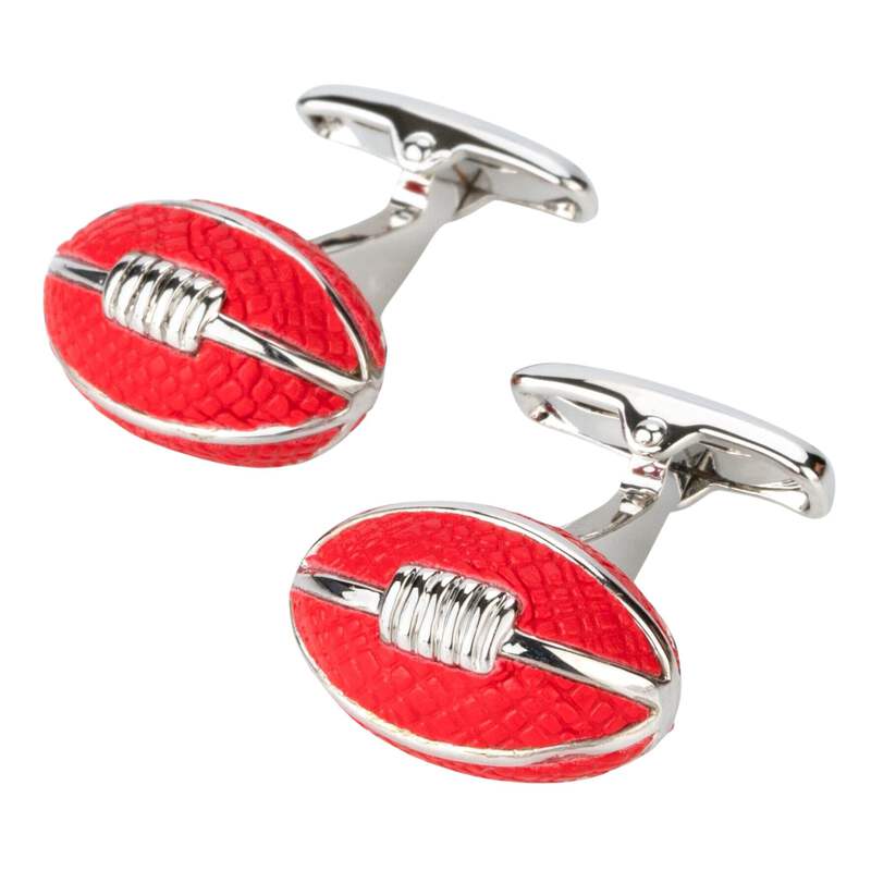 Afl Footy Red Leather Football Cufflinks Ebay