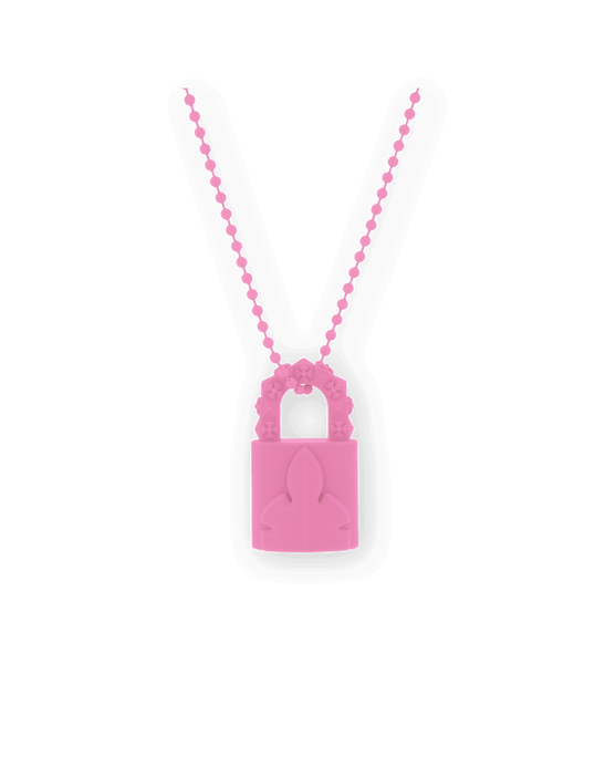 Chrome Hearts Silichrome Padlock Fleurknee Necklace Pink | eBay