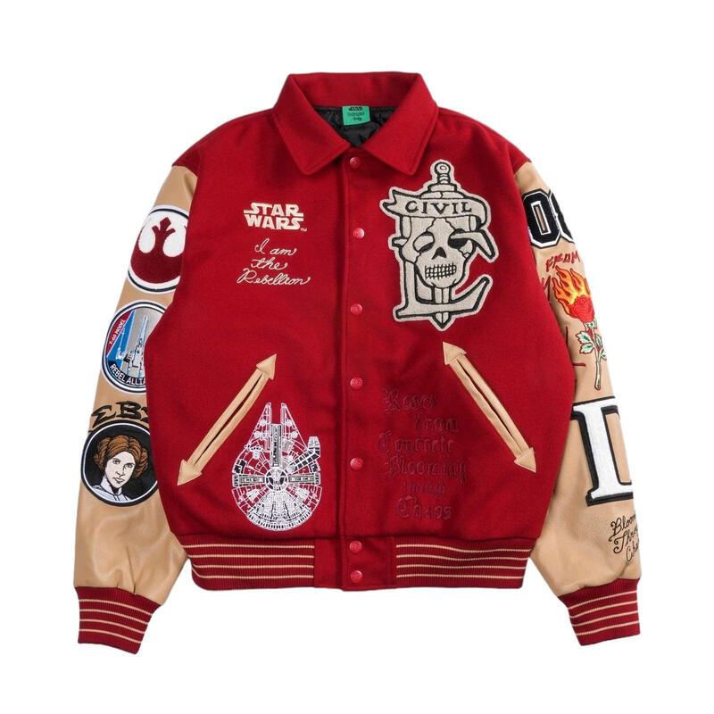 civil regime シビルレジーム　スタジャン Star Wars x Civil Regime Rebellion Letterman Jacket Deep Red