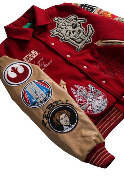 Star Wars x Civil Regime Rebellion Letterman Jacket Deep Red