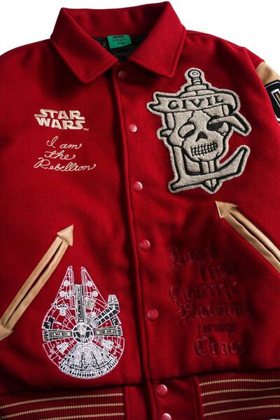 Star Wars x Civil Regime Rebellion Letterman Jacket Deep Red