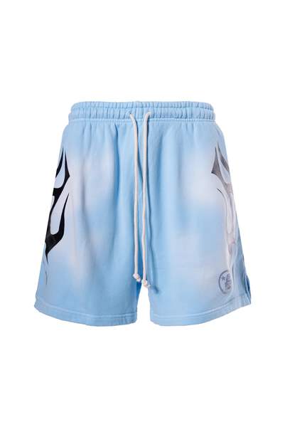 Hellstar blue FLAME shorts ヘルスター ハーフパンツ Hellstar Flame Shorts Blue – PIECES