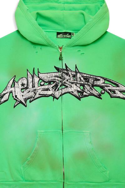 Hellstar Graffiti Zip-Up Hoodie Green | eBay