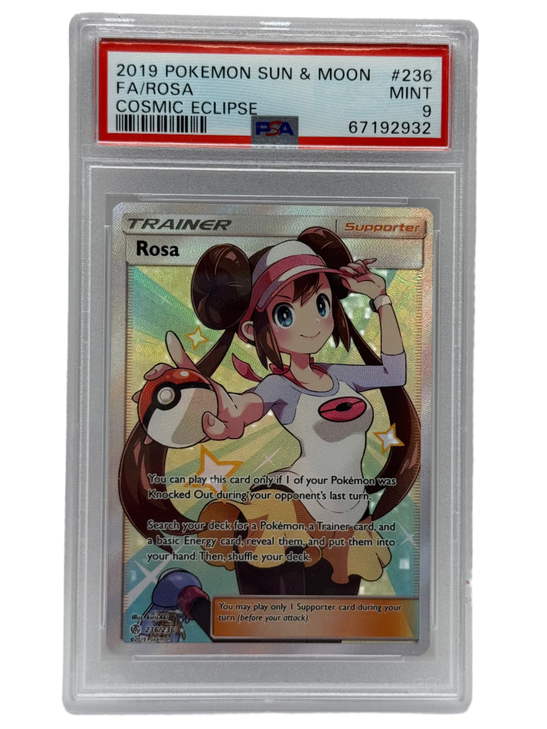 2019 Pokémon Cosmic Eclipse Rosa Full Art 236/236 PSA 9 MINT (Sun