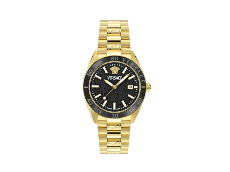 Versace V Dome Quartz Watch, PVD Gold, Black, 42 mm Versace V Dome Quartz Watch, PVD Gold, Black, 42 mm