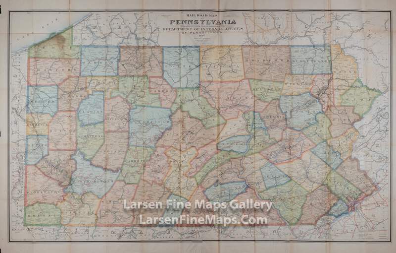 1897 Rare Map Railroad Rail Road Map Of Pennsylvania Ebay