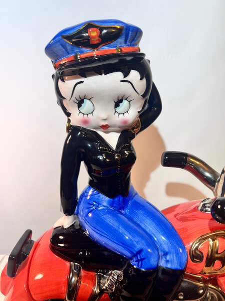 Betty Boop - 14” x 14” x7” Cookie Jar - “Biker” - Clay Art - 2000