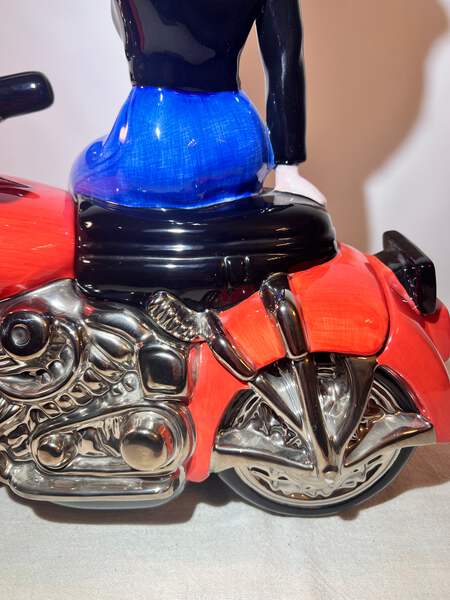 Betty Boop - 14” x 14” x7” Cookie Jar - “Biker” - Clay Art - 2000