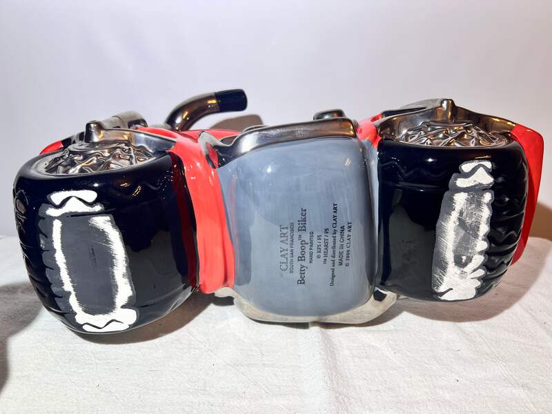 Betty Boop - 14” x 14” x7” Cookie Jar - “Biker” - Clay Art - 2000