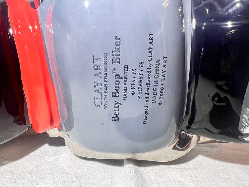 Betty Boop - 14” x 14” x7” Cookie Jar - “Biker” - Clay Art - 2000