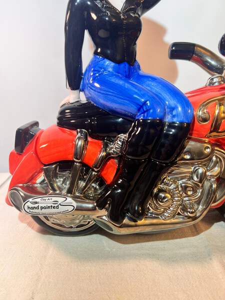 Betty Boop - 14” x 14” x7” Cookie Jar - “Biker” - Clay Art - 2000