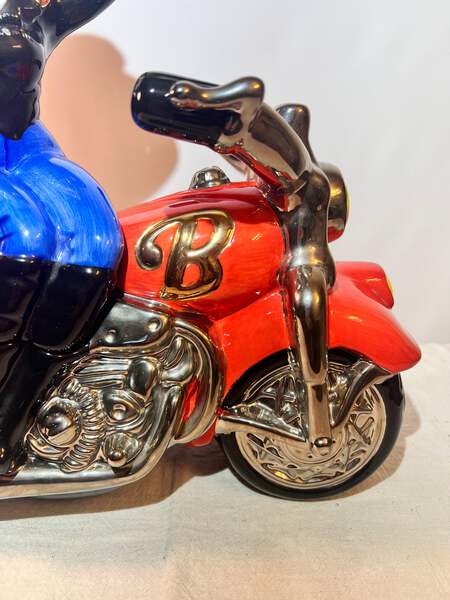 Betty Boop - 14” x 14” x7” Cookie Jar - “Biker” - Clay Art - 2000