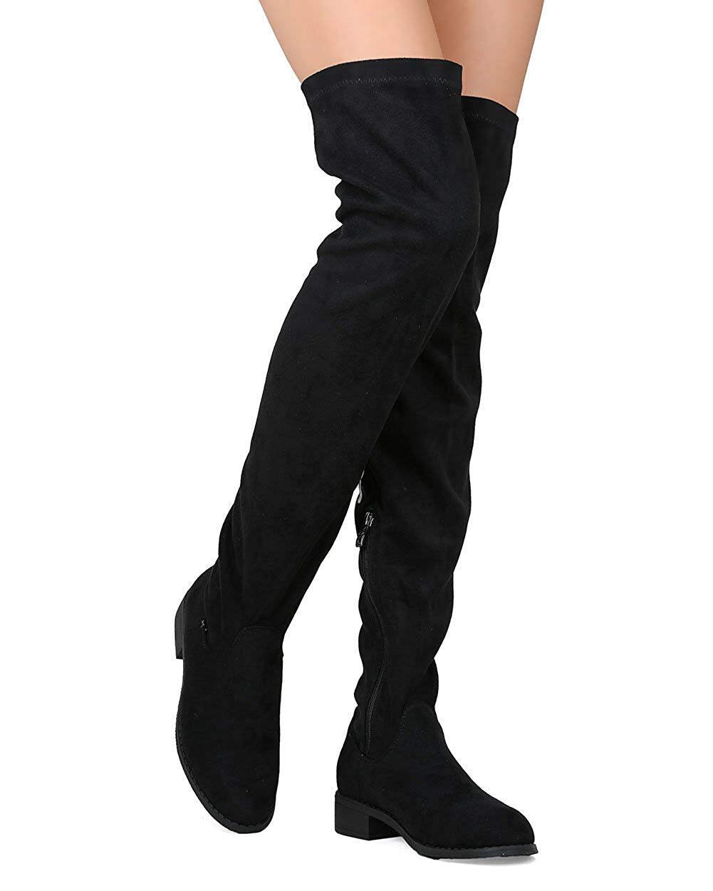 Olympia-20 - Nature Breeze Kunstleder Overknee Reiten Niedriger Absatz Mode Stiefel - Bild 3 von 62