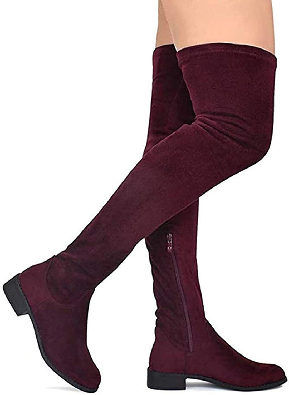 Olympia-20 - Nature Breeze Kunstleder Overknee Reiten Niedriger Absatz Mode Stiefel - Bild 7 von 62