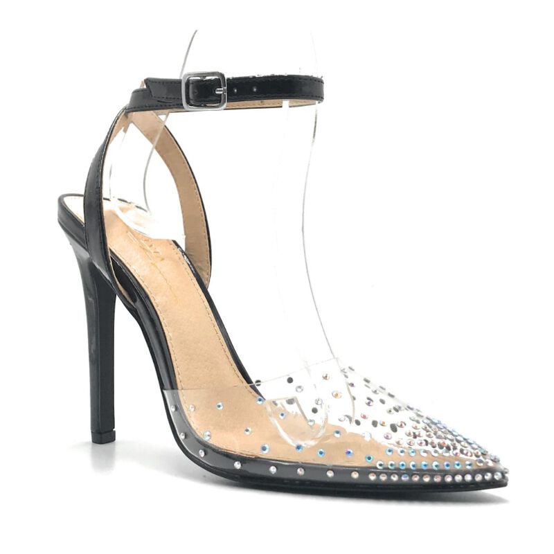 Olivia Jaymes Brenda Womens Clear Heels Pointed Toe Ankle Strap Pumps Thin High Ebay