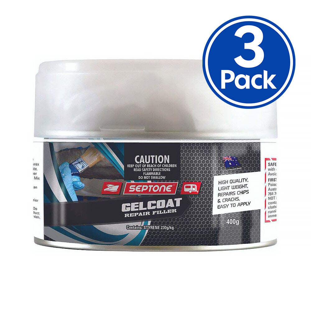 SEPTONE Boat Care Marine Gelcoat Repair Body Filler 400g with Hardener x 3 Pack