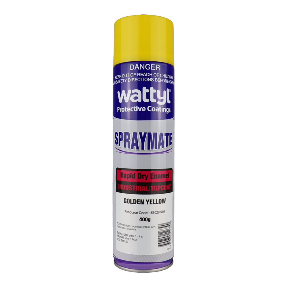 Wattyl Spraymate Rapid Dry Industrial Enamel Paint Y14 Golden Yellow