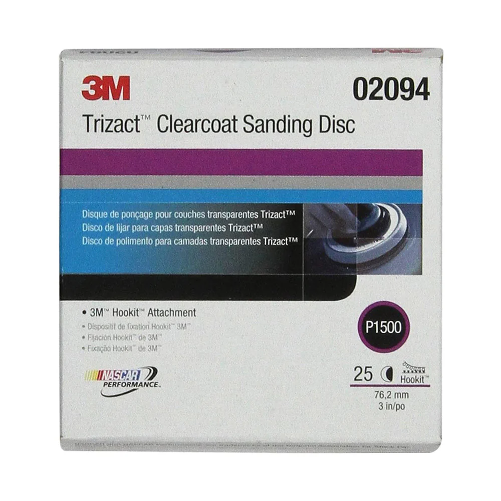 3M 02094 Trizact Hookit Clear Coat Sanding Abrasive Disc 76mm 3'' 25/Box P1500