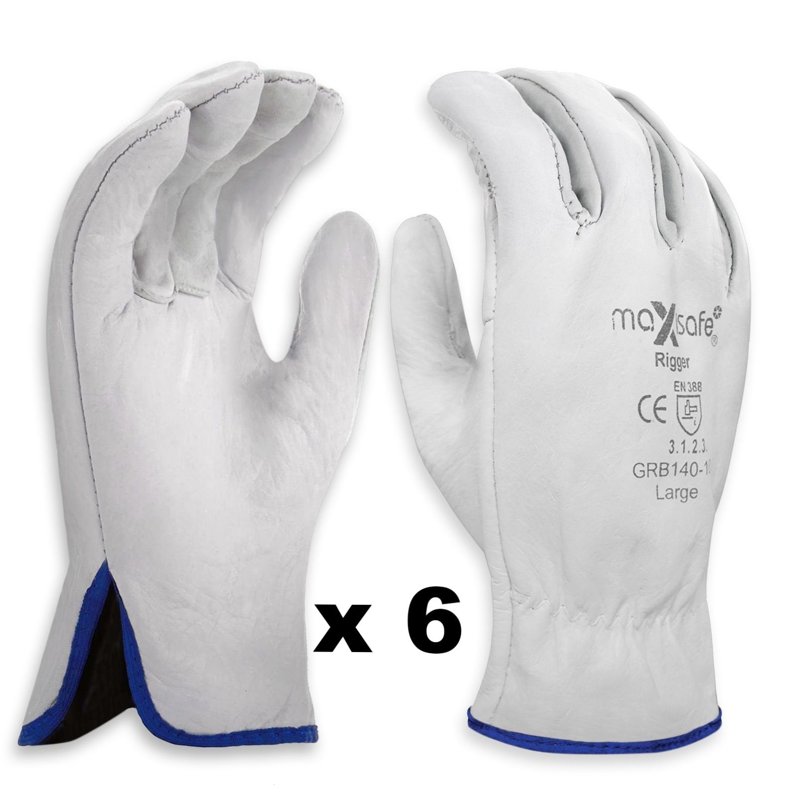 MAXISAFE PREMIUM COWGRAIN LEATHER BEIGE RIGGER’S GLOVES LARGE