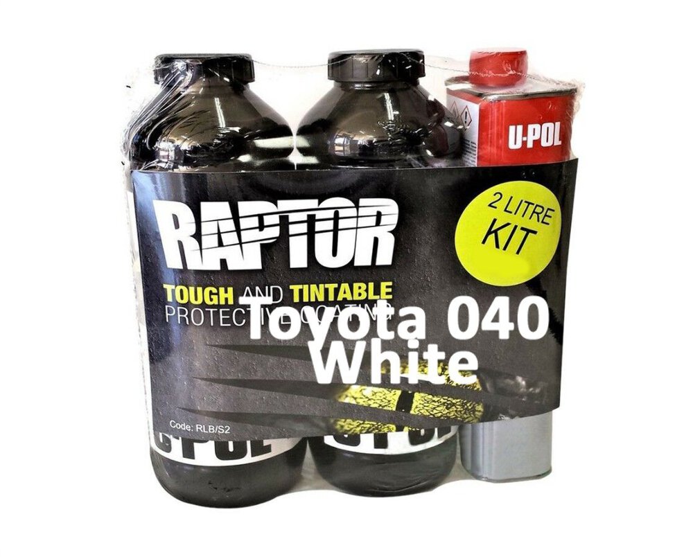 U-Pol Raptor Tintable for Toyota 040 White Protective Coating Bed Liner Kit 2L