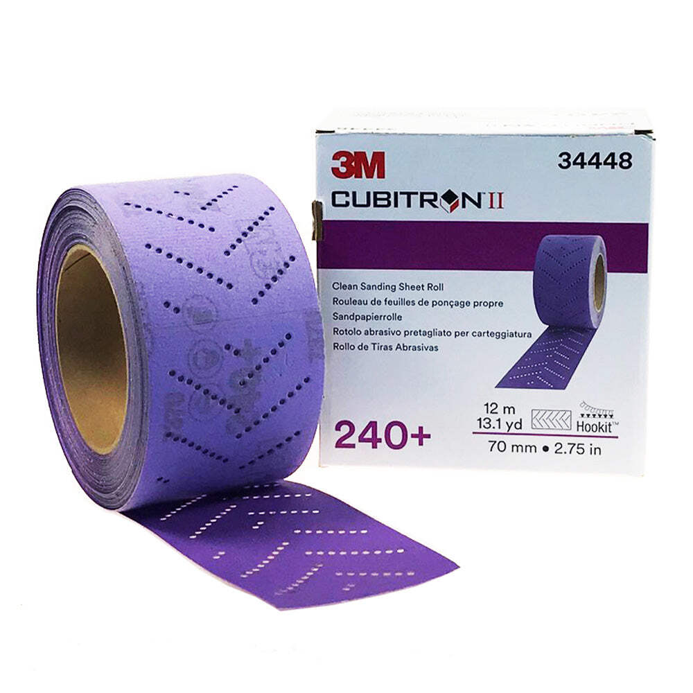 3M 34448 Cubitron II Hookit Purple Clean Sanding Sheet Roll 240+ Grit