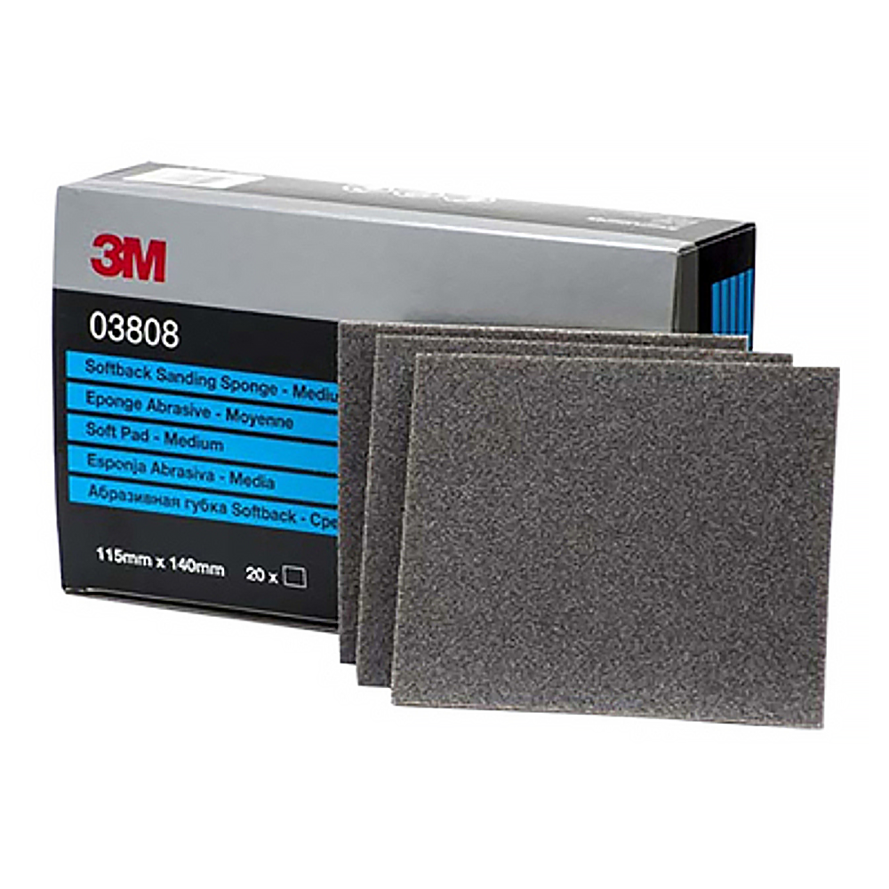 3M Softback Wet Or Dry Sanding Sponge Medium (03808) 20 Pack 115mm x