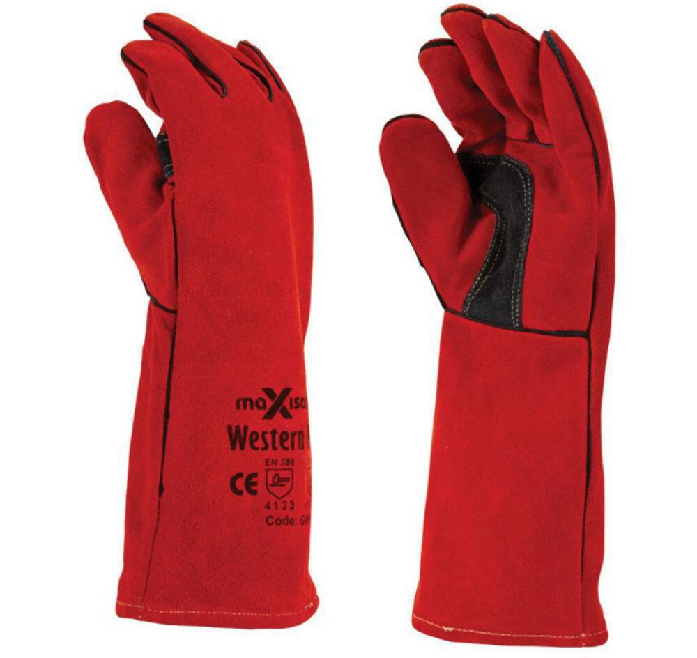Maxisafe Western Red Welding Gauntlet Safety Protection Gloves Pizza Oven