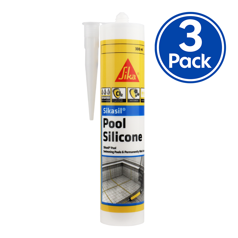 Sikasil Pool Clear Silicone Sealant Swim Wet Areas Tile Glass Concrete