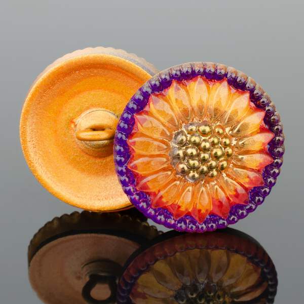 18mm Round Sunflower Button -- Czech Glass Buttons | eBay