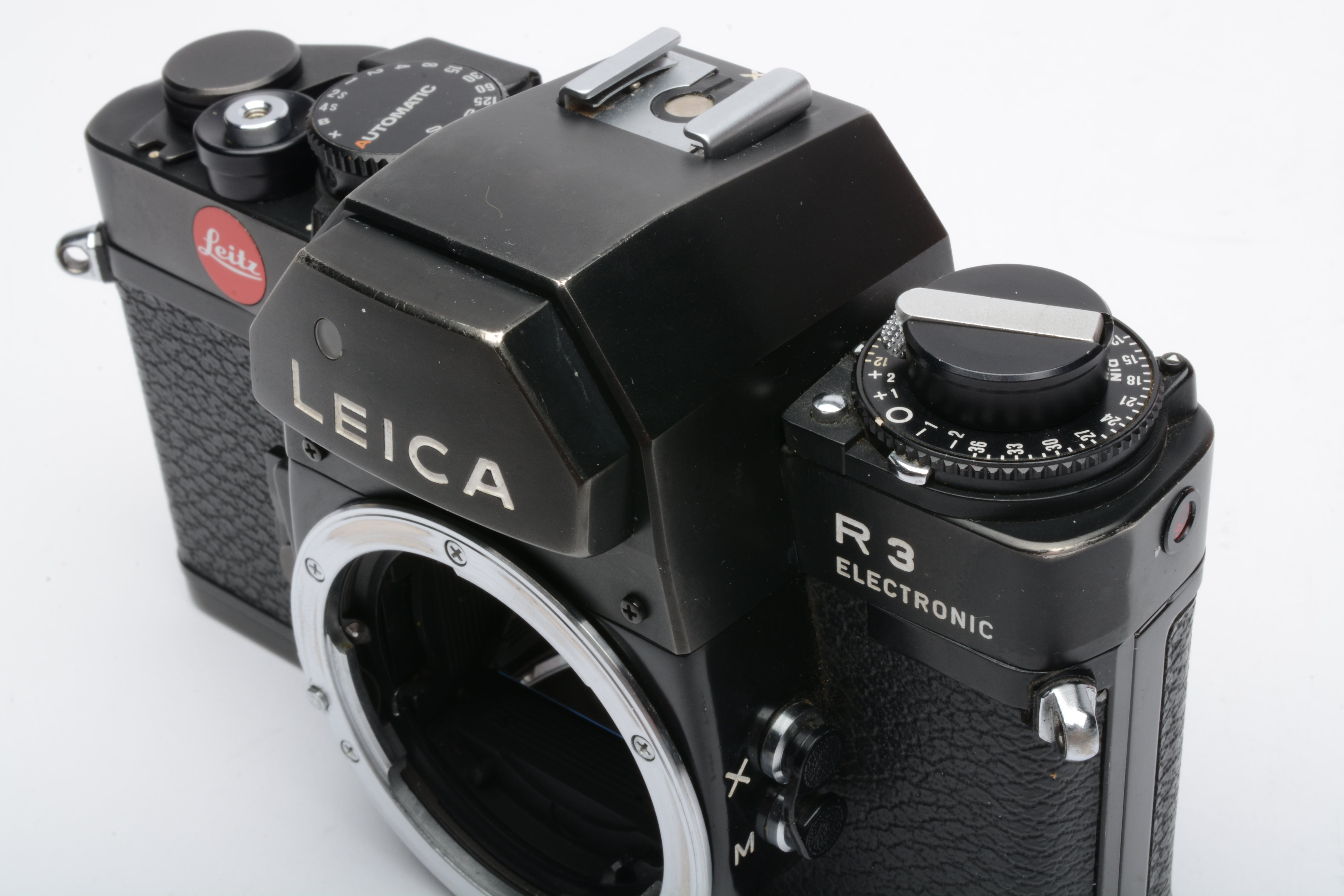 Leica R3 Electronic 35mm SLR body (Black), Boxed, strap+papers